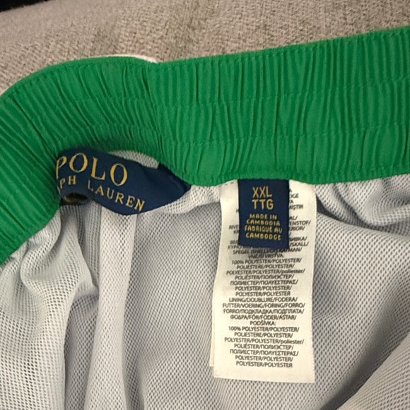 Polo by Ralph Lauren Colorblock Swim Shorts with Green Waistband - Picture 2 of 3